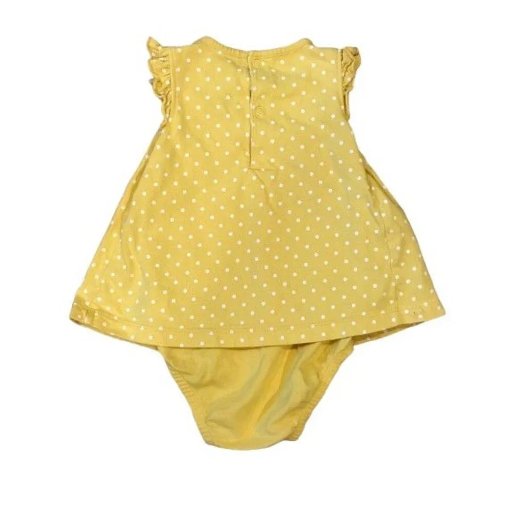Girl's 12 Month Carter's One piece bodysuit w/ dress Yellow w/ Flamingos